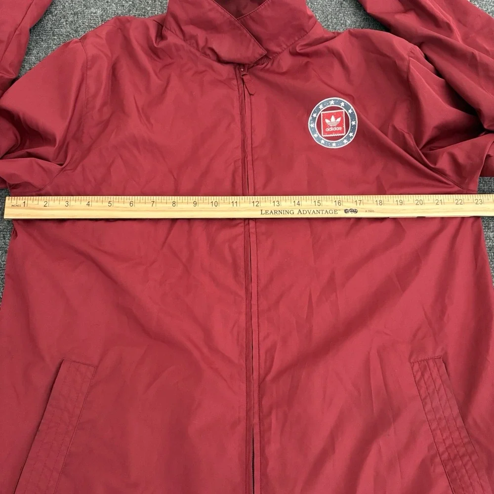 Adidas Skateboarding Mens‎ Red Windbreaker Jacket Zipper Hoodie Sz M Turkey Crew